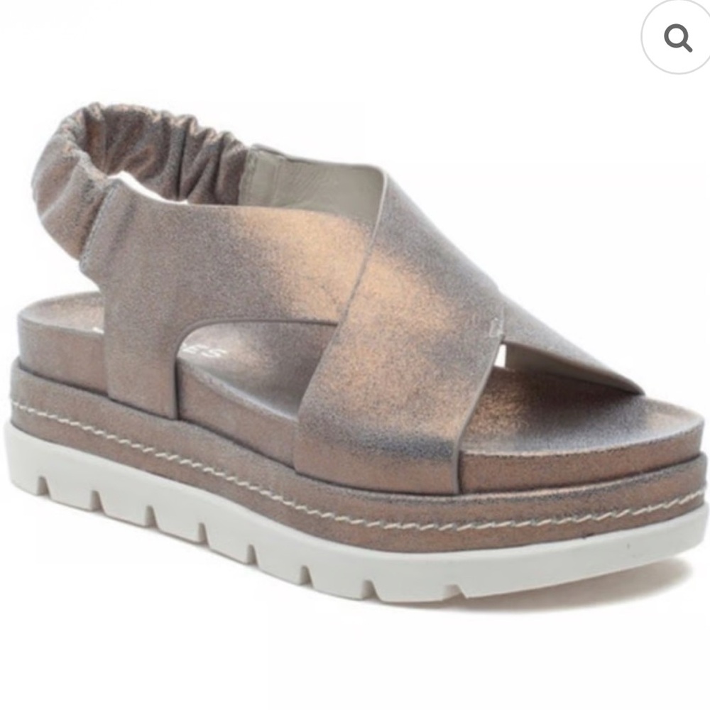 J Slides   J/SLIDES‎ RESA CRISS CROSS SANDAL METALLIC BRONZE SUEDE